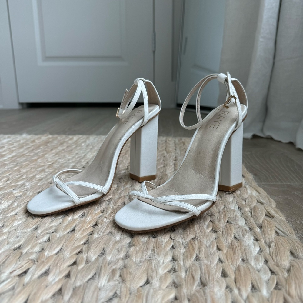RAYE White Block Heel Strappy Sandals - Picture 5 of 6